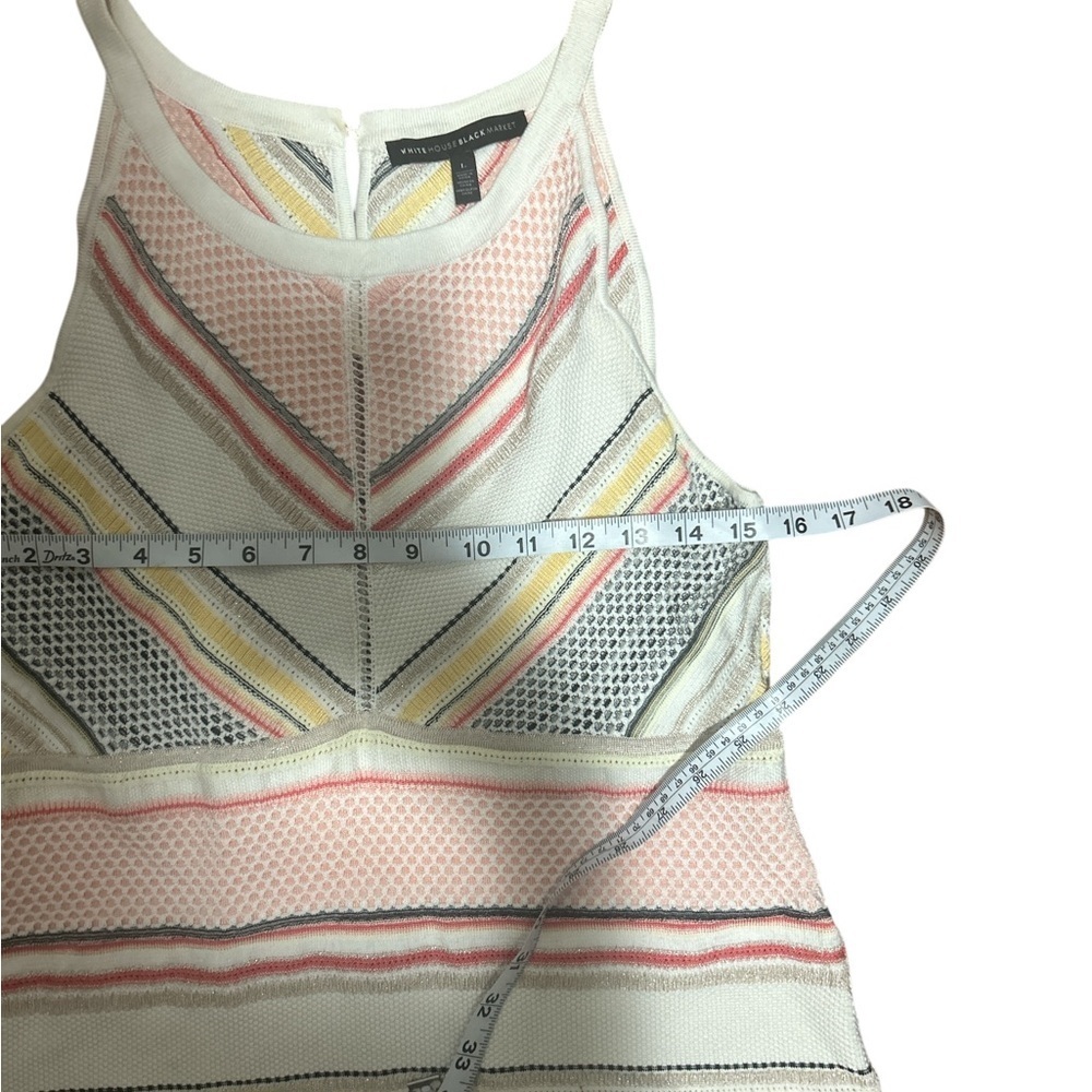 WHBM White House Black Market Striped Knit Sleeveless Top Ivory Sz Large - Picture 7 of 7